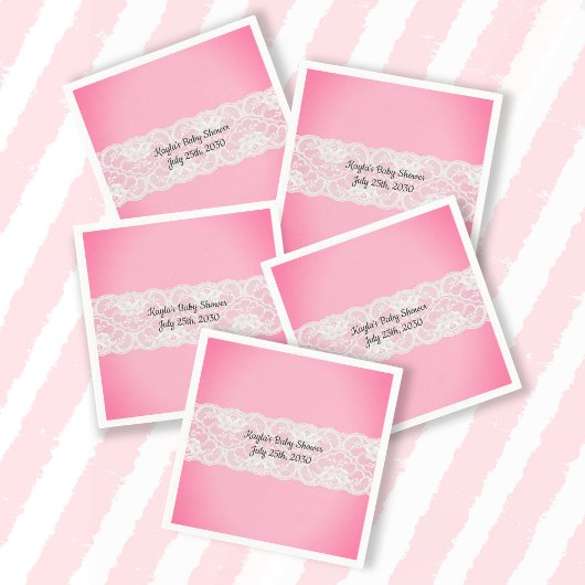 レースピンクの赤ちゃんシャワー スタンダードカクテルナプキン