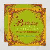 レースファンキーフクロウ大人バースデーパーティ招待状 招待状 (正面/裏面)