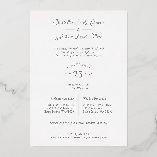 レースファンシーピンクハート4枚数々のコラージュ 箔招待状 (裏面)