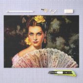 レースファン付きメキシコの美しいカレンダーガール 薄葉紙 (クラフト)