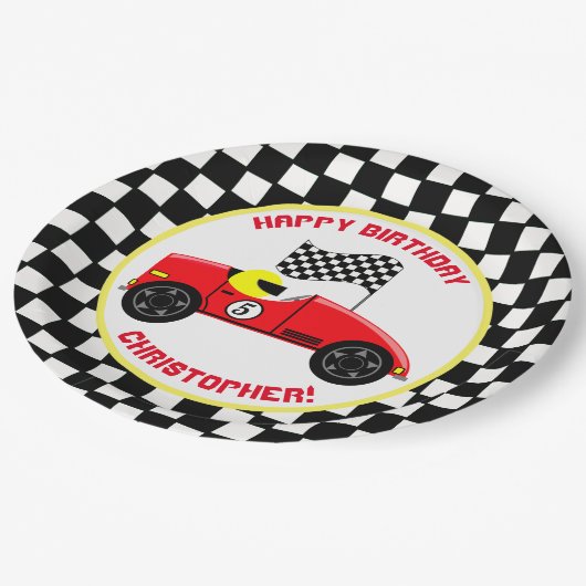 レースファン誕生日パーティー ペーパープレート (アングル)