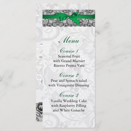 レースフェイクとリボンのエメラルドグ結婚リーンのメニュー メニュー (正面/裏面)