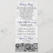 レースフェイクとリボンのネイビーブルーの結婚式プログラム プログラム (裏面)