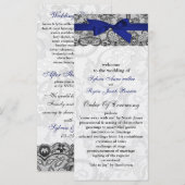 レースフェイクとリボンのネイビーブルーの結婚式プログラム プログラム (正面/裏面)