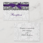 レースフェイクとリボンの紫色の黒い披露宴カード エンクロージャーカード (正面/裏面)