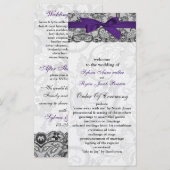 レースフェイクとリボンの黒の結婚式のプログラム プログラム (正面/裏面)