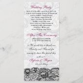 レースフェイクとリボンピンクの黒い結婚式プログラム プログラム (裏面)
