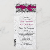 レースフェイクとリボンピンクの黒い結婚式プログラム プログラム (正面/裏面)