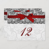 レースフェイクとリボン赤の黒いテーブル番号カード ポストカード (正面/裏面)