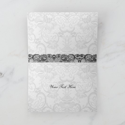 レースフェイクとリボン赤，黒の結婚ありがとう ノートカード (内部)