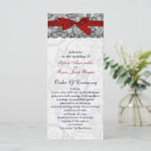 レースフェイクとリボン赤、黒の結婚式プログラム プログラム (スタンド正面)