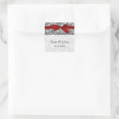 レースフェイクとリボン赤,黒封筒用シール スクエアシール (バッグ)