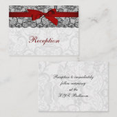 レースフェイクとリボン赤、黒披露宴カード エンクロージャーカード (正面/裏面)