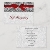レースフェイクリボン赤、黒いギフトレジストリカード エンクロージャーカード (正面/裏面)