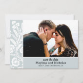 レースフォト素朴日付カードを保存 セーブザデート (正面)