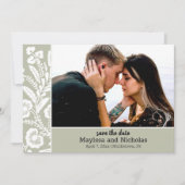 レースフォト素朴日付カードを保存 セーブザデート (正面)