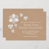 レースフラワーかわいらしオンバーラップベビーシャワー招待状 招待状 (正面/裏面)