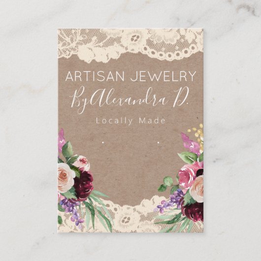 レースフラワークラフト手作りジュエリーイヤリングディスプレイ 名刺