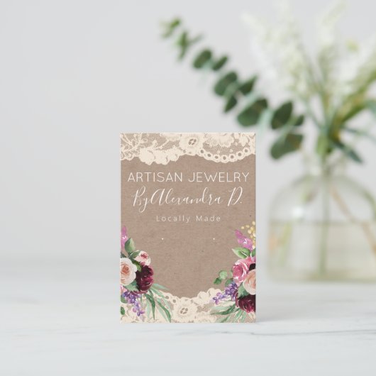 レースフラワークラフト手作りジュエリーイヤリングディスプレイ 名刺 (スタンド正面)