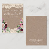 レースフラワークラフト手作りジュエリーイヤリングディスプレイ 名刺