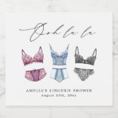 レースフランスのランジェリーブライダルシャワー スパークリングワインラベル (シングルラベル)