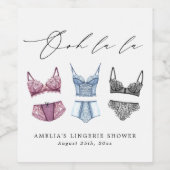 レースフランスのランジェリーブライダルシャワー ワインラベル (シングルラベル)