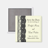 レースフランスの保存日付マグネット(アイボリー) マグネット (正面/裏面)