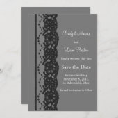 レースフランスの日付の保存（グレー） セーブザデート (正面/裏面)