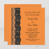 レースフランスの結婚式招待状（オレンジ） 招待状 (正面/裏面)