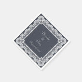 レースフレームブルーデニ結婚ム スタンダードカクテルナプキン (角)