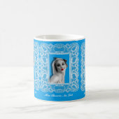 レースフレームレトロピンナップガールパターン（の模様が）あるマグブルー コーヒーマグカップ (中央)