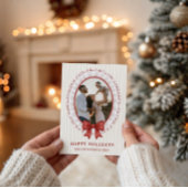 レースフレーム＋リボンのホリデー写真カード 招待状