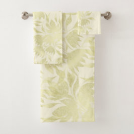 レースフローラテクスチャゴールデンベージュ バスタオルセット