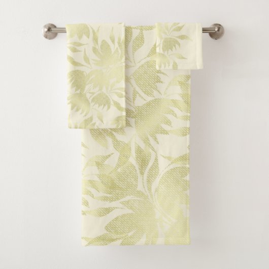 レースフローラテクスチャゴールデンベージュ バスタオルセット (インサイチュ)