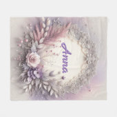 レースフローラ付きデリケート詳細 フリースブランケット (正面(横))