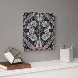 レースフローラ調和 スクエア壁時計