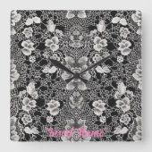 レースフローラ調和 スクエア壁時計 (正面)