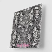 レースフローラ調和 スクエア壁時計 (傾斜)