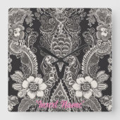 レースフローラ調和 スクエア壁時計 (正面)