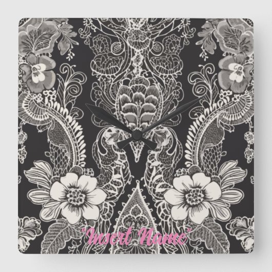 レースフローラ調和 スクエア壁時計 (正面)