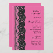 レースブライダルシャワー(明るい赤紫色) 招待状 (正面/裏面)