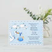 レースブルーストーク男の赤ちゃんシャワー 招待状 (スタンド正面)