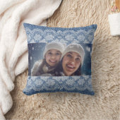 レースブルーデニム家族の写真 クッション (ブランケット)