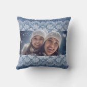 レースブルーデニム家族の写真 クッション (裏面)