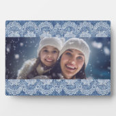 レースブルーデニム家族の写真 フォトプラーク (正面)