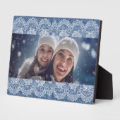 レースブルーデニム家族の写真 フォトプラーク (側面)