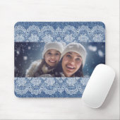 レースブルーデニム家族の写真 マウスパッド (マウス)