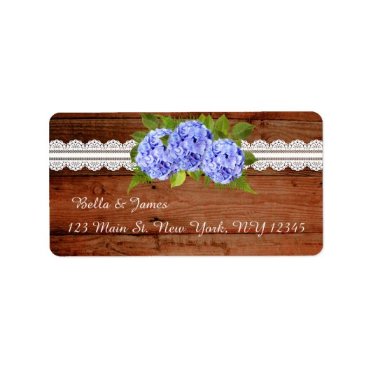 レースブルー素朴アジサイ差出人住所ラベル ラベル (正面)