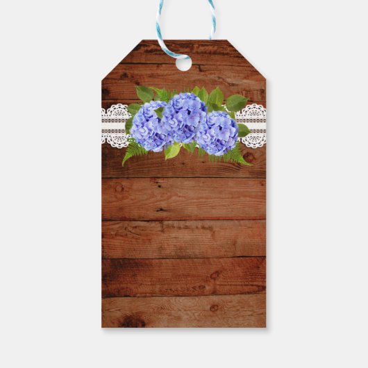 レースブルー素朴アジサイ結婚式の引き出物ギフトラベル ギフトタグ (裏面)