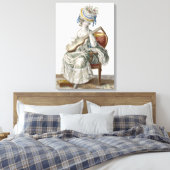 レースプラでトリムされたショットタフタドレスの女性 キャンバスプリント (インサイチュ (寝室))